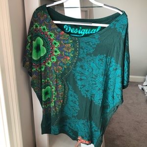 Desigual Green Flowy Top